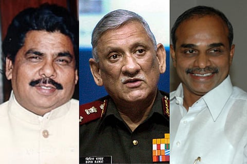 A collage of GMC Balayogi, Bipin Rawat and YSR Reddy: VIPs who died in chopper crashes