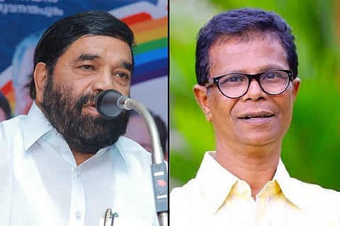 A collage of Kerala minister VN Vasavan & actor Indrans