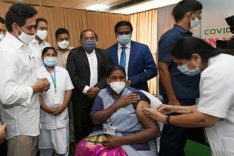 CM YS Jagan at GGH Vijayawada during the COVID19 vaccination drive launch