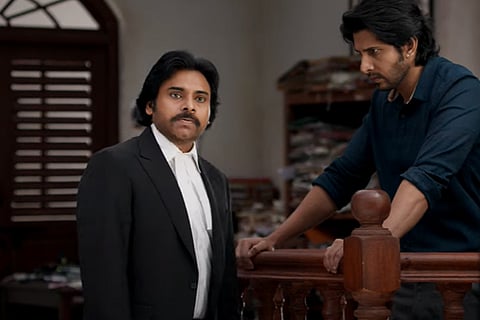 Pawan Kalyan is seen as a lawyer questioning the accused man in the trailer of 'Vakeel Saab'.