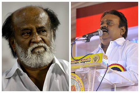 Superstar vs Captain: Vijayakant berates Rajni in two rallies, Rajni fans burn his effigy