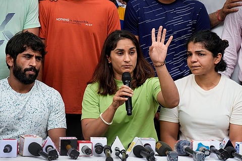 Bajrang Punia, Vinesh Phogat and Sakshi Malik