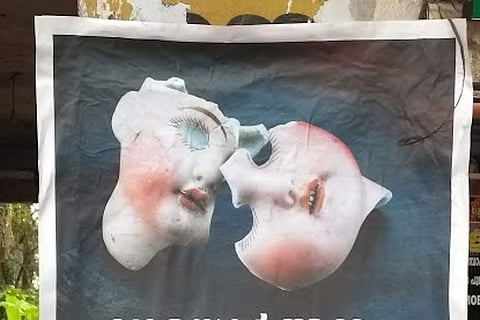 Poster of two masks of minor girls