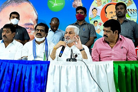 MP and YSRCP national general secretary Vijayasai Reddy addressing the media