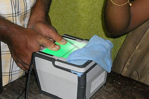 Fingerprints being collected for Aadhaar