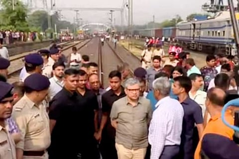 Ashwini Vaishnaw at the site of the accident