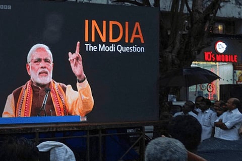 A public screening of the BBC documentary 'India: The Modi Question'