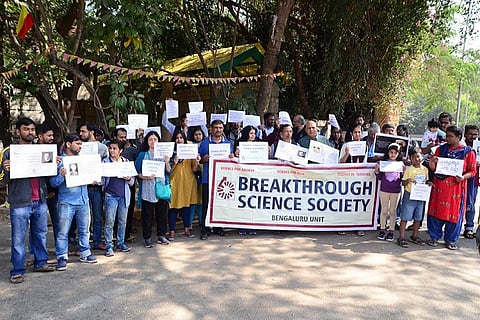 Protest held in Bengaluru against unscientific statements at Indian Science Congress