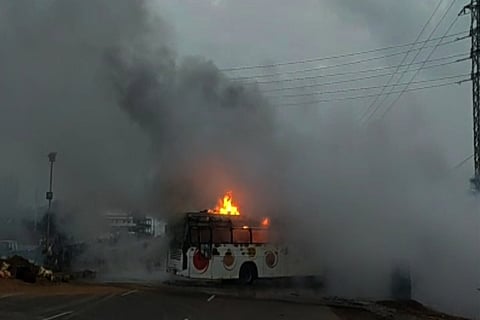 Tourist bus catches fire after accident in Andhra, 50 passengers rescued