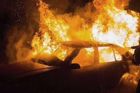 Car on fire: Three charred to death in Andhra road accident after car catches fire