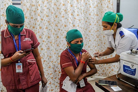 People getting the COVID-19 vaccination