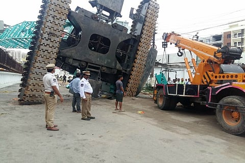 One dead as crane overturns in Hyderabad during flyover construction