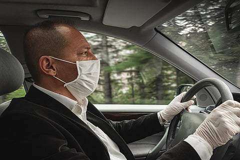 Mask inside car