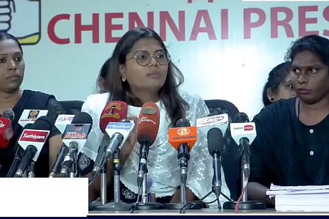Grace Banu and qualified trans job candidates at the press meet