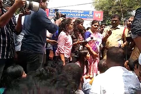 Protest near Banjara Hills police station over four-year-old rape case