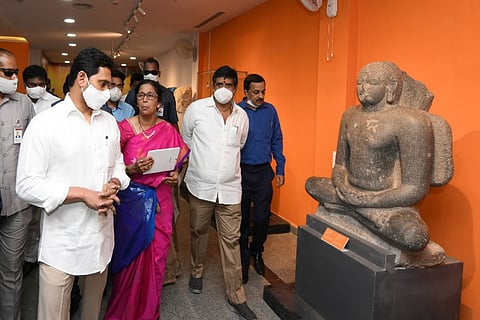 Andhra Pradesh Chief Minister Jagan Mohan Reddy at Bapu Museum in Vijayawada