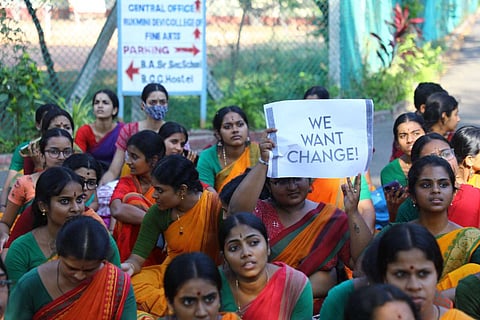 Protesting Kalakshetra students