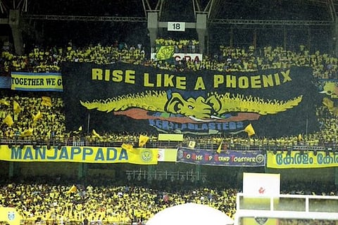 A crowd supporting the Kerala Blasters