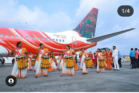 Kochi biennale art work on Air India Express