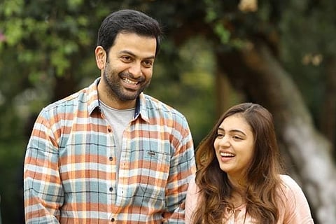 Prithviraj and Nazriya on the sets of Koode