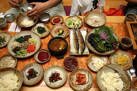 Korean dishes on a table