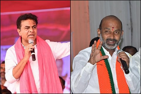 TRS leader KTR and Telangana BJP chief Bandi Sanjay