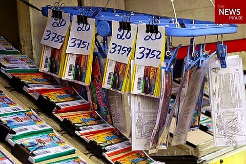 Lotteries at a shop in Kerala put for sale