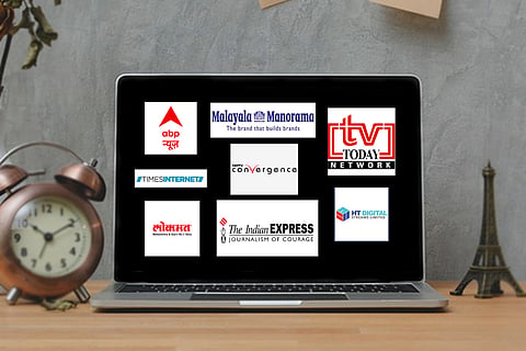 Laptop with names of traditional media houses