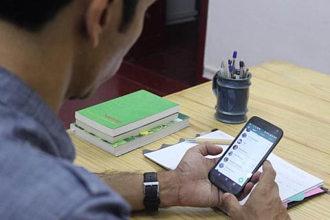 Man using mobile phone