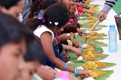 Kids having common meals