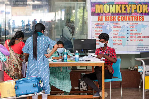 International passengers being screened at Chennai airport following detection of a monkeypox case in neighbouring Kerala