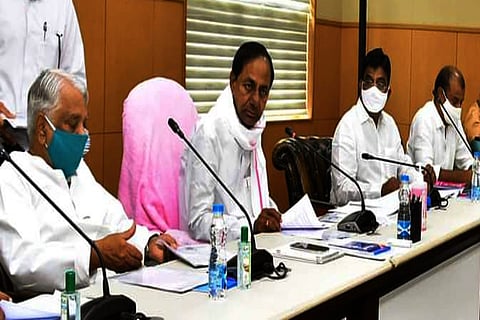 KCR accompanied by Rajya Sabha MP Keshav Rao Loks Sabha MP Nageshwar Rao