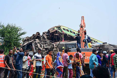 Rescue operations at the site of the Odisha train accident
