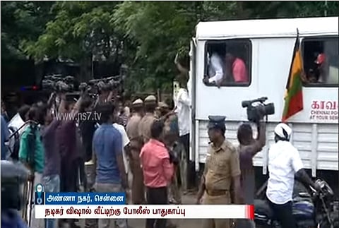 Protest outside actor Vishal’s house for Nadigar Sangam’s decision to stay away from politics