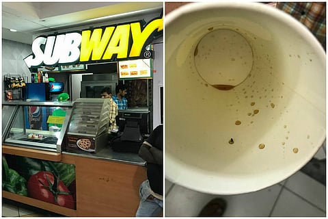 Cockroach horror in Subway outlet: Hyd customer finds live ones in cold beverage