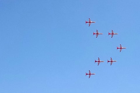 IAF’s Surya Kiran team pays tribute to Wing Commander Sahil Gandhi at Aero India 2019