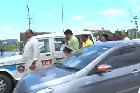 Suspended TDP MLAs outside Andhra Pradesh Assembly