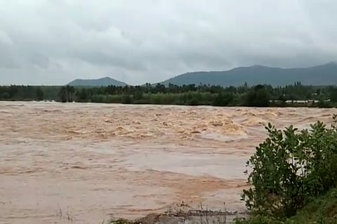 An overflowing water stream in Telangana