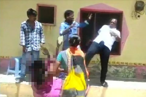 Video: Telangana local body chief kicks woman in the chest over land row