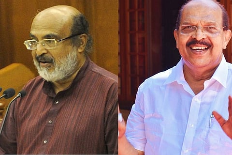 A collage of Kerala CPI (M) leaders Finance minister Thomas Isaac and PWD Minister G Sudhakaran