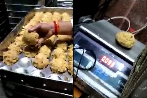 Viral video on weight of Tirupati laddus