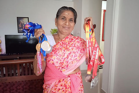 Vasanthi with her medals