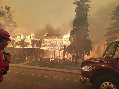 Lindsay Warner said Maligne Lodge in Jasper had caught on fire.