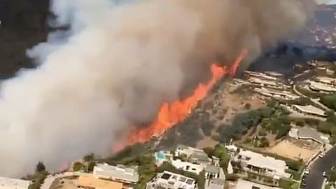 A screenshot of the Pacific Palisades fire in Los Angeles.