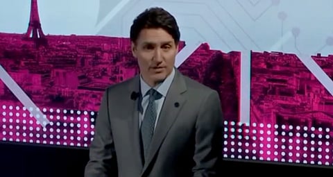 Canadian Prime Minister Justin Trudeau at the Paris AI summit