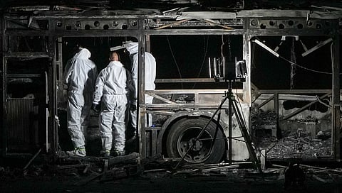 A burned out bus in Israel