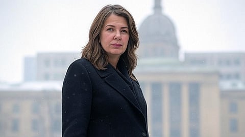 A rendering of Alberta Premier Danielle Smith