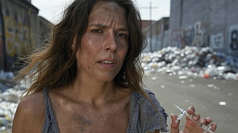 A rendering of a drug addict