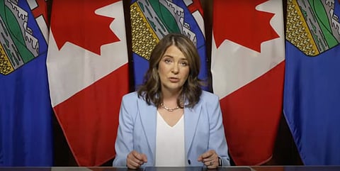 Alberta Premier Danielle Smith speaks to Albertans on Monday, May 5, 2025