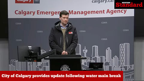 Mayor Jeromy Farkas providing an update following the latest water main break.